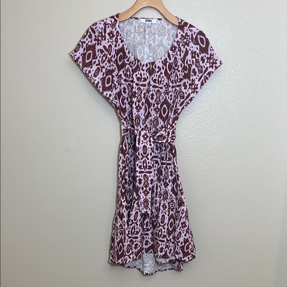 BB Dakota Steve Madden Pink Patterned Open Back Cotton Dress